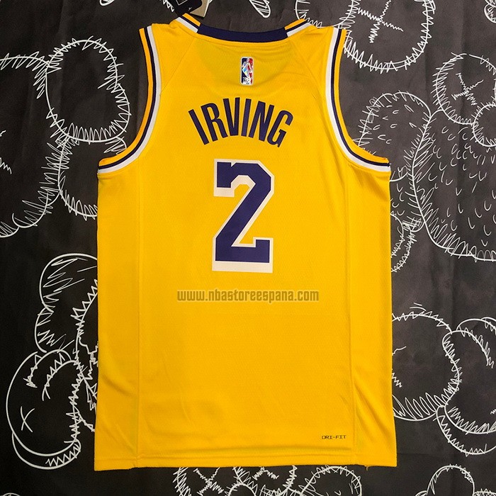 Camiseta Los Angeles Lakers Kyrie Irving NO 2 75th Anniversary 2021-22 Amarillo